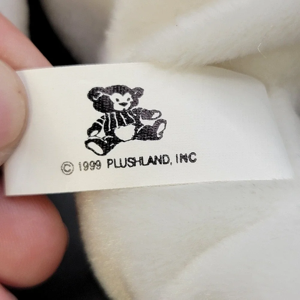 Vintage Plushland Inc 1999 Rabbit Bunny Lucky March of Dimes White Plush